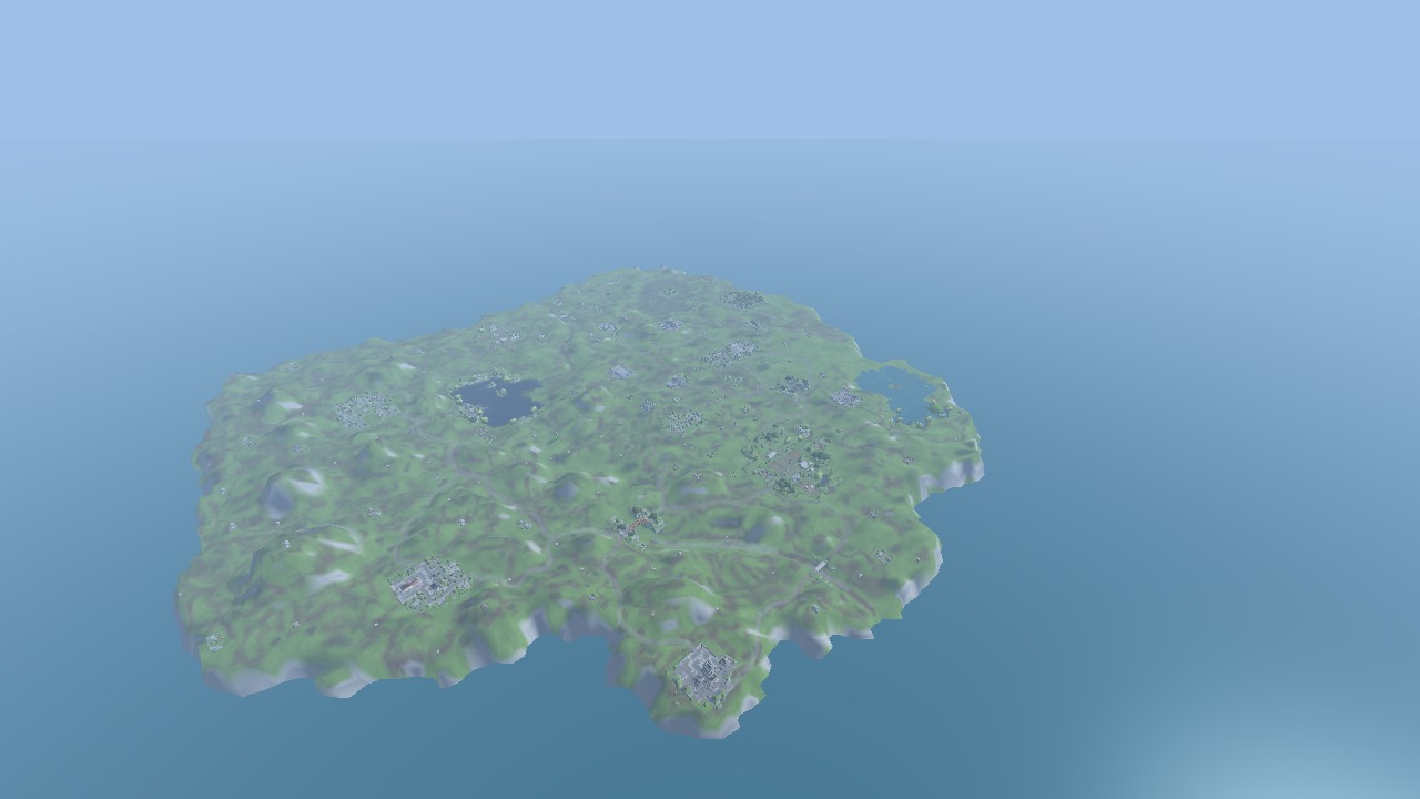 An aerial view of the entire Athena island